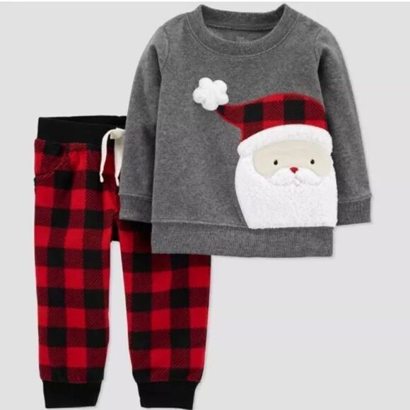 CARTER'S Just One You Santa Buffalo Plaid Fleece - Picture 1 of 1